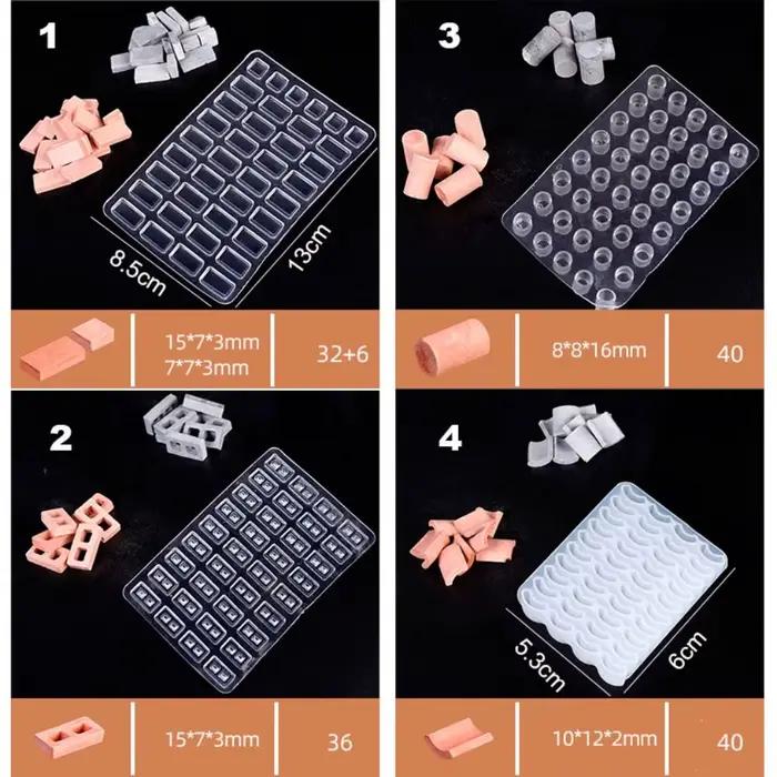 Moule en silicone pour modèle de tuile de table de sable de maison faite à la main, matériau de construction de bâtiment l'inventaire, mini brique, cadre
