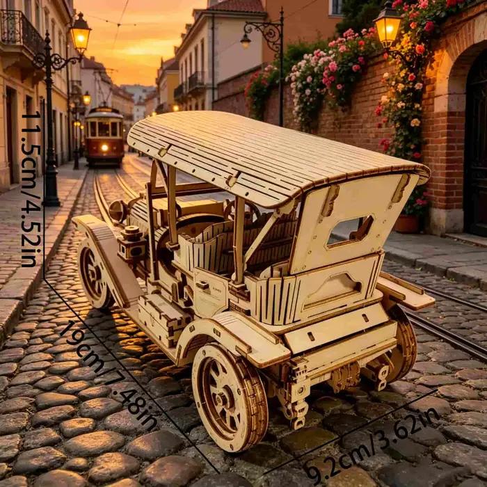 Puzzle 3D en bois à monter soi-même, Kit de modèle de voiture classique Vintage, cadeau d'anniversaire ou de vacances créatif, jouet éducatif, conception exquise