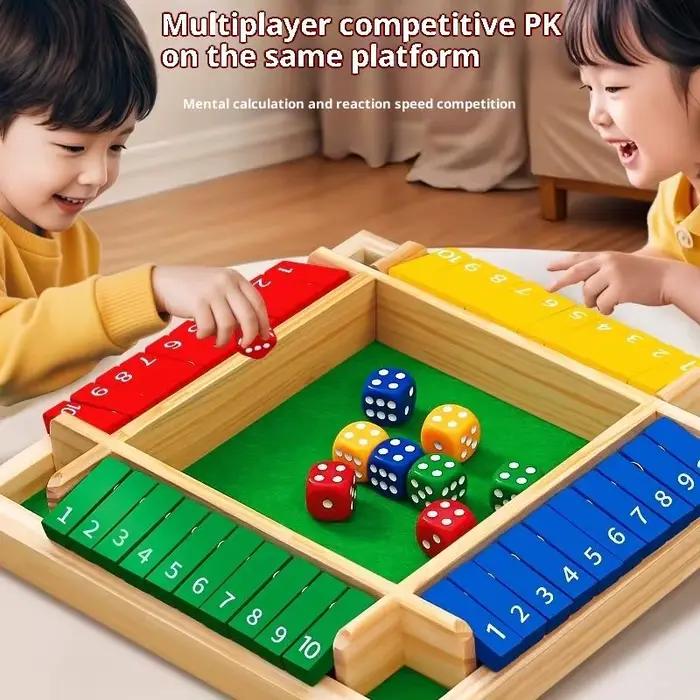 Jeu de société en bois avec dés arithmétiques pour 4 joueurs