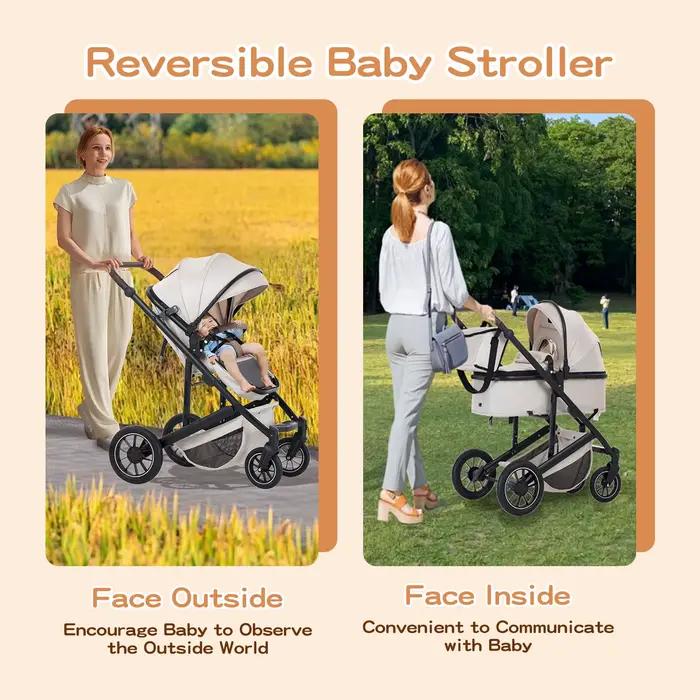 Luxueux 3 en 1 Portable voyage bébé poussette haute paysage cadre en aluminium pliable landau nouveau-né infantile quatr