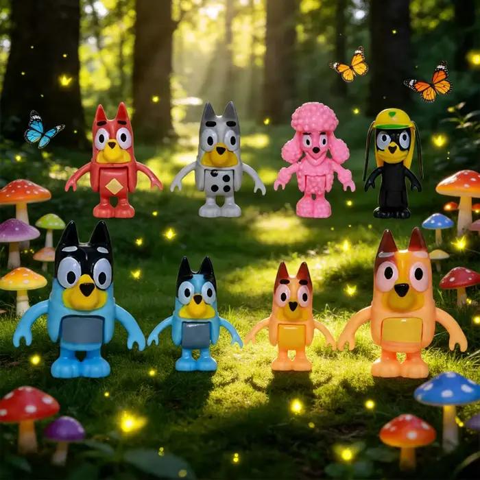 8 figurines articulées Bluey et ses amis