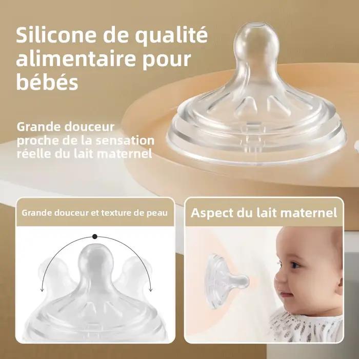 Biberon MAMIJOY en silicone sans BPA pour nouveau-né, anti-étouffement, anti-flatulence, pour bébés de 0 à 6 mois et plus