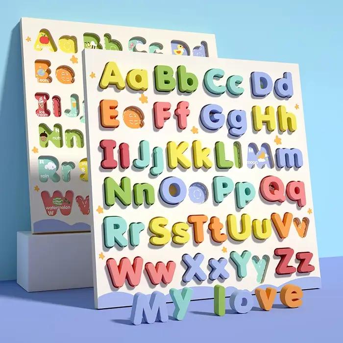 Puzzle éducatif Abc en bois, boîtier supérieur et boîtier inférieur, lettres pour cadeaux d'anniversaire, jeu familial pour garçons et filles, enfants d'âge préscolaire