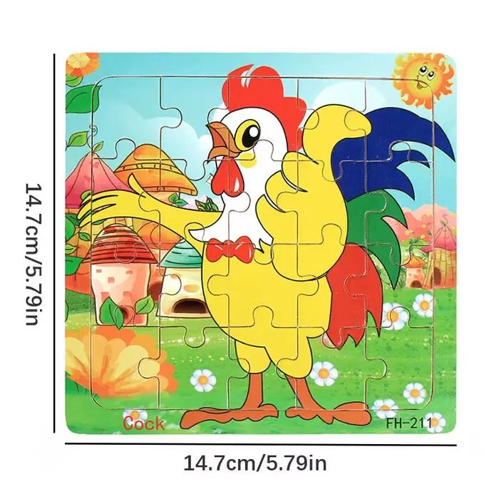 20 pièces Puzzle en bois animaux de bande dessinée voiture lettre numéro modèle Puzzles jeu enfants jouets d'apprentissa