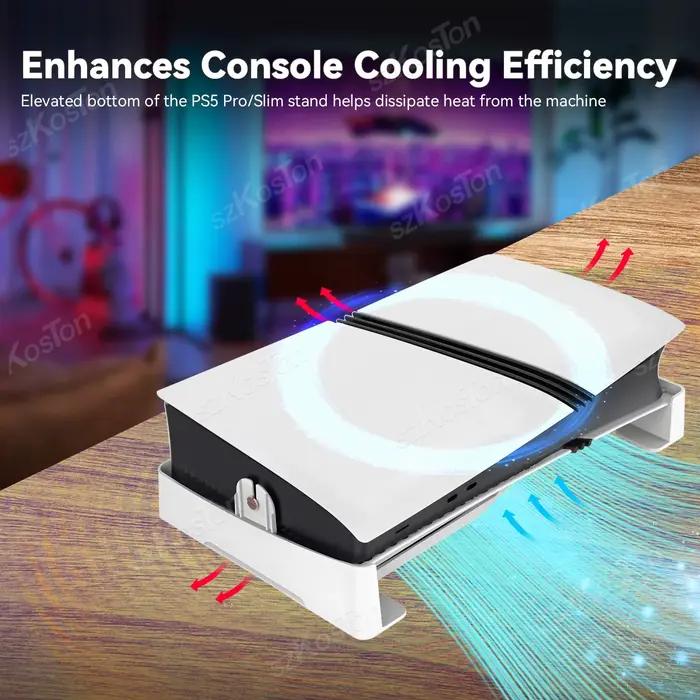 Support horizontal pour console de jeux PS5 Pro et PS5 Slim, base stabilisée antidérapante, Compatible avec les accessoires PlayStation 5 Pro