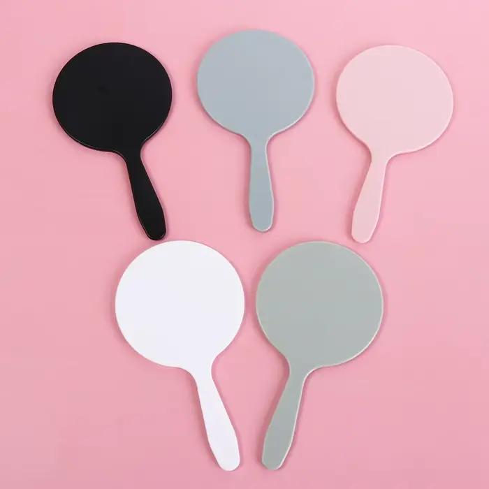 Miroir de maquillage créatif à faire soi-même, petit miroir rond portatif Anti-chute avec poignée, miroir Portable pour la maison