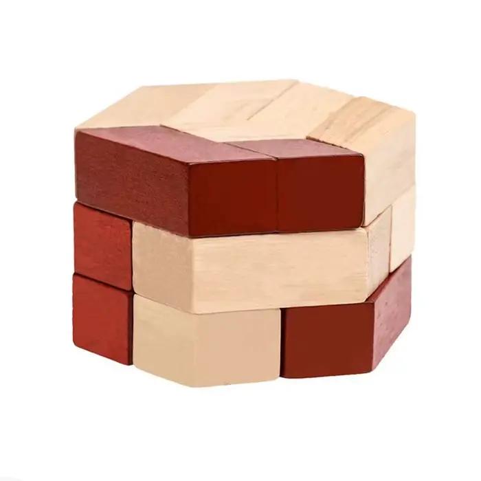 Puzzle 3D en bois Hexagonal IQ logique formation casse-tête défi mental Montessori cadeaux éducatifs pour enfants garçons filles