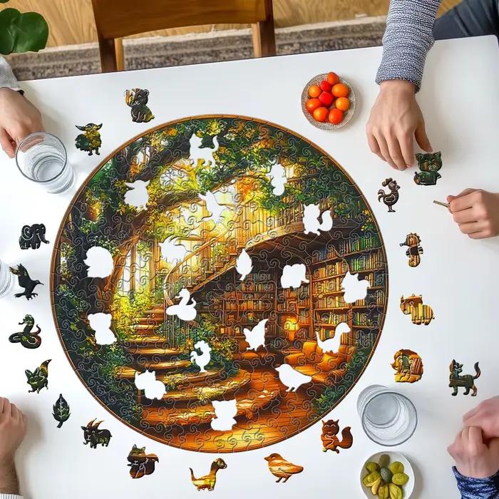 Nette Tree Series-Bibliothèque-Puzzles en bois