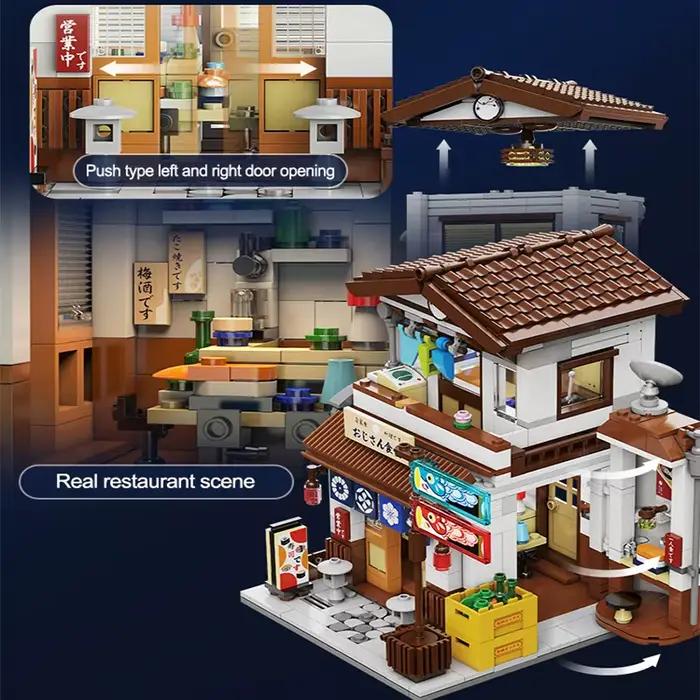Cada LED ville Style japonais cantine maison Architecture blocs de construction fin de nuit