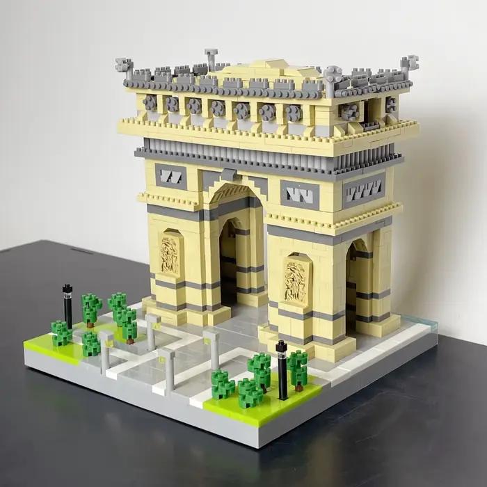 KNEW BUILT Arc Triomphe Micro Mini bloc blocs de construction pour adultes jouets d'architecture Big Ben Louvre tour Eiffel brique de maison blanche