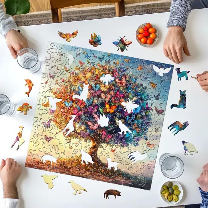 Puzzle en bois pour adultes de qualité supérieure | Superbe œuvre d'art florale et papillon réaliste | Décoration