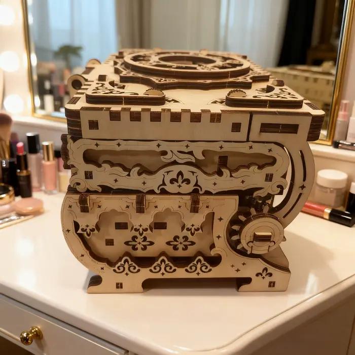 Boîte à bijoux musicale en bois 3D