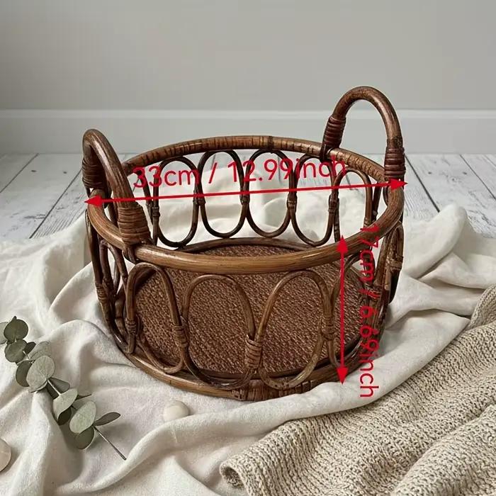 Panier en rotin indonésien tissé à la main pour photos de nouveau-né unisexe usage familial et décoration chambre enfant