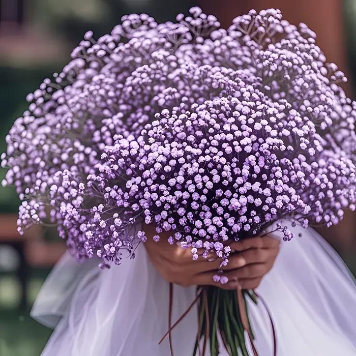 20 bouquets - Bouquets artificiels de gypsophile avec des fleurs et des tiges violettes douces, pour mariage, fête prénuptiale, décoration de la maison printemps/été
