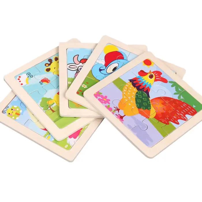 11X11CM enfants Puzzle en bois dessin animé trafic d'animaux Tangram