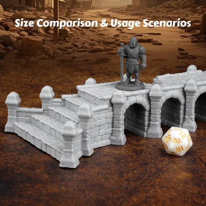 Ensemble de terrain miniature de viaduc détruit de 28 mm | Compléments de jeu de rôle sur le thème des paysages