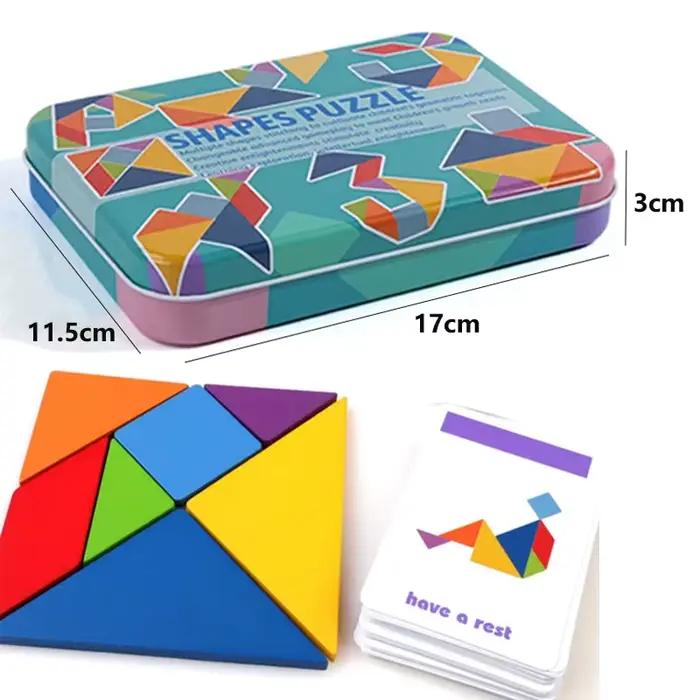 Puzzle 3D en bois à motifs d'animaux, jouet Tangram coloré pour enfants, jeux de tri d'éducation précoce Montessori, jouets cadeau pour enfants