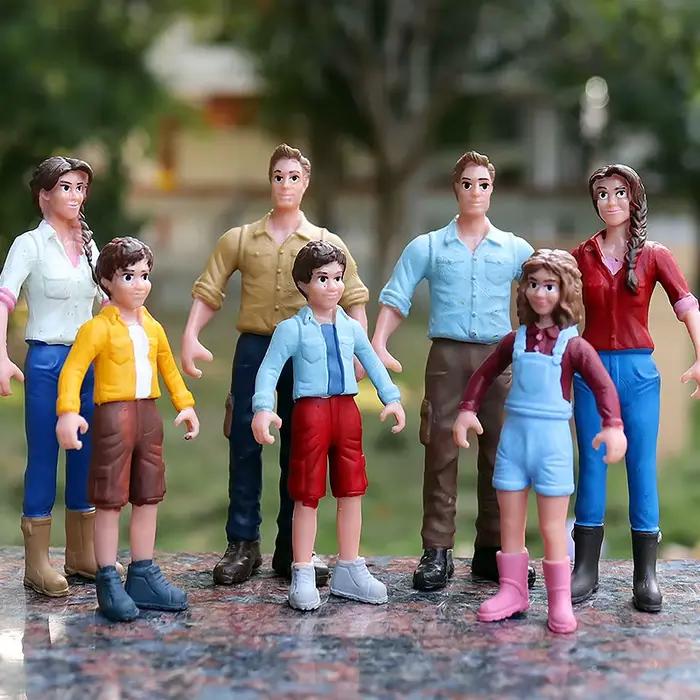 Oenux nouveau modèle de personnes fermières Simulation personnel de ferme mangeoire figurines d'action cochon animaux Figurine Miniature beaux jouets pour les enfants