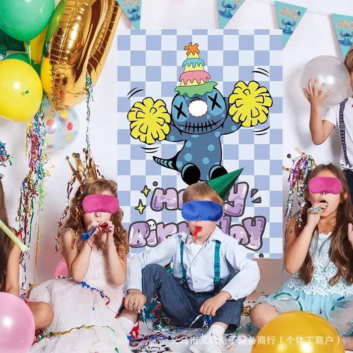 Disney Stitch Pin The Nose On The Poster Party Games Backdrop Children Birthday