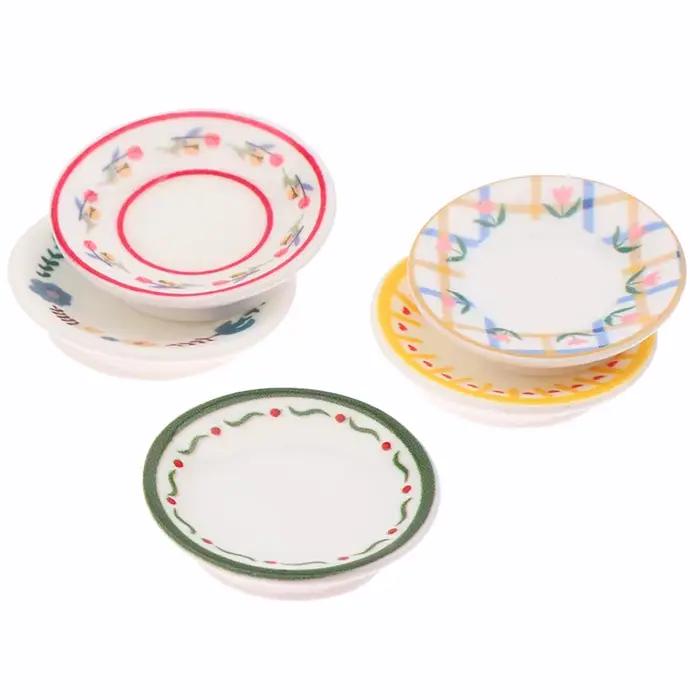 5 pièces 1/12 Mini assiettes plats modèle Simulation cuisine décoration maison de poupée poupées