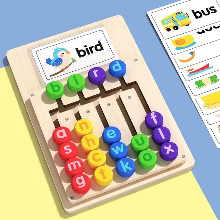 Jeu de lettres mobiles en bois pour l'orthographe