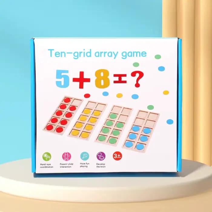 Carte numérique Montessori, jeu de réseau à dix grilles, jouets mathématiques, addition en bois, soustraction, outils pédagogiques, éducation des enfants, pensée logique