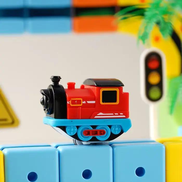 Voiture électrique magnétique polyvalente à assembler sur rail, jouet de construction 3D, rails en cubes, meilleur cadeau éducatif