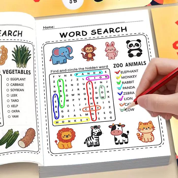 Livre de puzzles de mots pour enfants : plus de 100 puzzles de mots | Défis amusants pour les enfants de 4 à 8 ans | Livre d'activités de recherche et de détection de mots