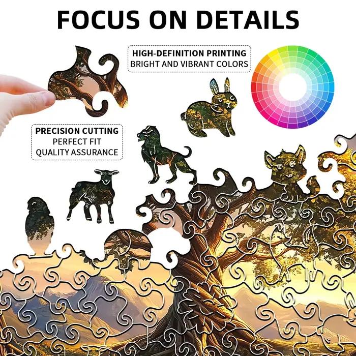 Puzzle en bois de rivière cascade arbre de vie pour adultes | Jeu familial créatif irrégulier de forme unique –