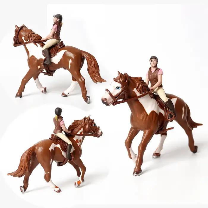 Cheval Playset Figurines d'animaux cavalier équestre figurine d'action ferme animaux en plastique jouet chevaux roman