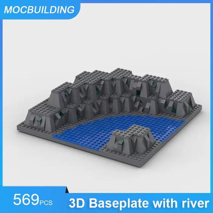 Blocs de construction MOC, base ou plaque de base modulaire 3D en forme de roche avec modèle de rivière, briques à assembler soi-même, collection, jouets, cadeaux