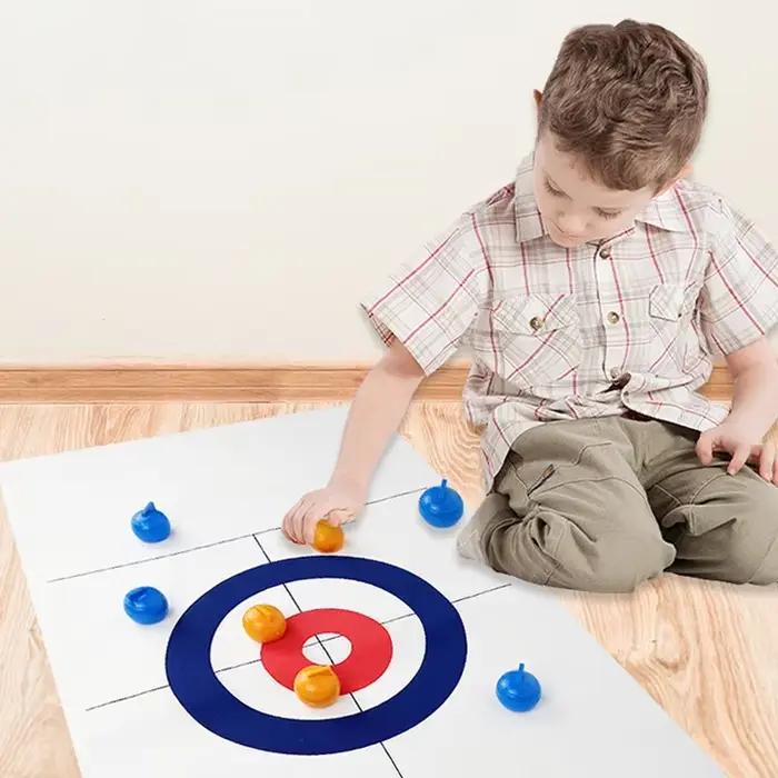 Jeux de société amusants en famille pour enfants et adultes : jeu de curling de table avec 8 rouleaux et rondelles de Shuffleboard!