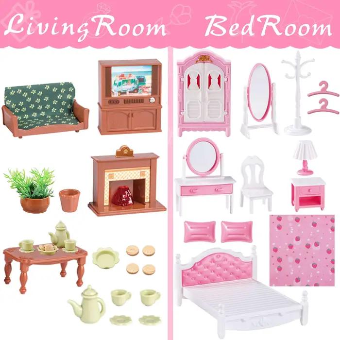 Meubles de maison de poupée ensemble de salle de bain et de salon meubles miniatures accessoires de cuisine 1:12 petite maison de jeu jouet cadeau pour enfants occasions spéciales