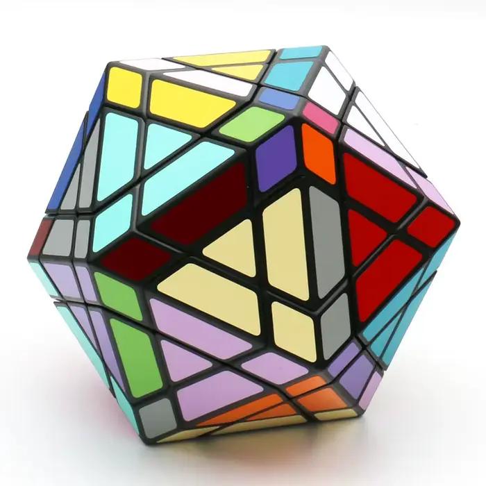 Puzzle galaxie Icosaminx Icosahedron Megaminx Cube magique de forme étrange Twisty noir Original en plastique Transparent glace violet jouet