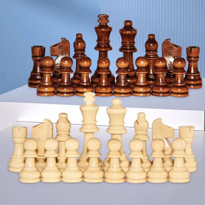 Pions d'échecs en bois standard de tournoi Staunton 32 pièces Jeu d'échecs Figurines de pions Pièces d'échecs uniquement pour le jeu d'échecs