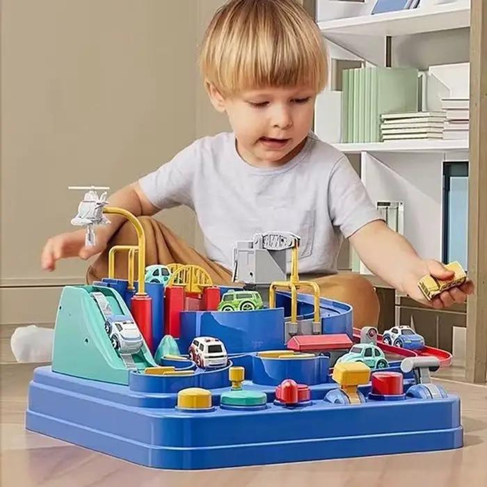 Jeu d'aventure sur rail de course pour enfants - Jouet interactif mécanique éducatif pour l'entraînement cérébral - Fusée spatiale et Anima