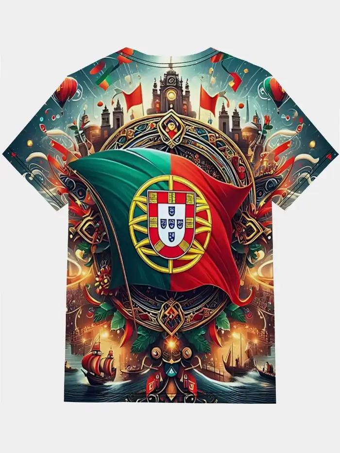 T-shirt de sport Portugal Été 2026 respirant pour la gym et la course, coupe ample, manches courtes, hauts décontractés pour adultes et enfants, vêtements de sport d'été