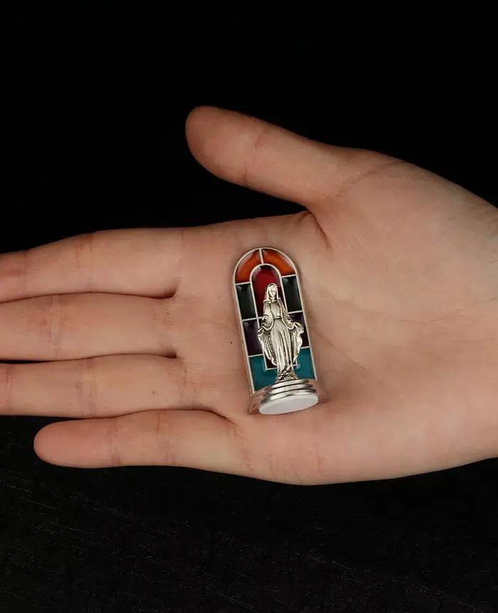 Statue de Notre-Dame de Grâce avec Base de Pâte, Mini Figurine de Collection Auckland, Vitrail d'Église, Arrière-Plan, Décor d'Autel de Prière à la Maison