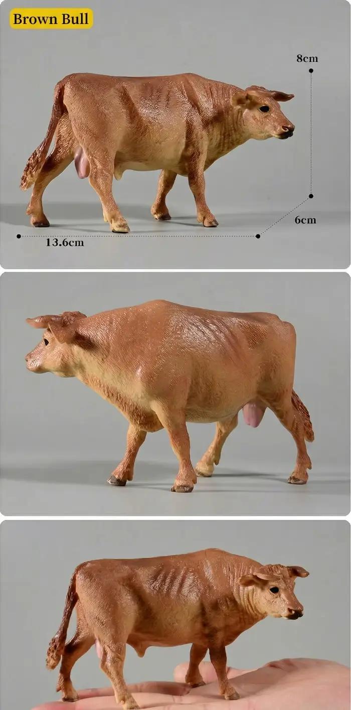 Ensemble d'animaux de ferme éducatifs de simulation - Figurines d'action de taureau, bovins et vaches mignons, jouet pour enfants, cadeau