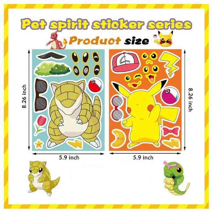6/12 feuilles Pokemon enfants Puzzle Anime autocollants faire un visage assembler drôle dessin