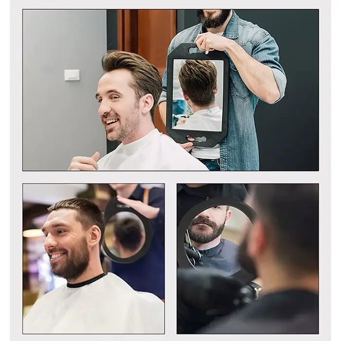 Miroir pour fournitures de coupe de cheveux à domicile, miroir de Salon de coiffure noir avec éponge de Protection en mousse, maquillage de coiffure