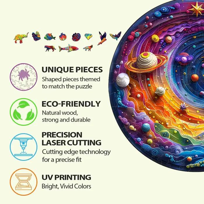 Puzzle en bois ciel étoilé de rêve coloré - Jouet intelligent bricolage pour enfants et adultes - Parfait pour Noël Halloween Birthda