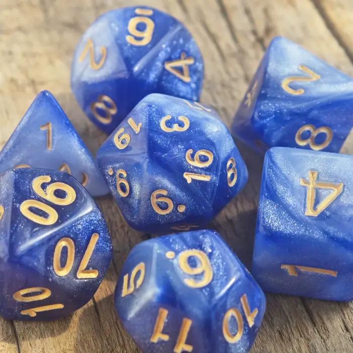 7 pièces/ensemble jeu de dés galaxie bleu et blanc D4 D6 D8 D10 D % D12 D20 dés D & D RPG donjons et Dragons jeu de bureau