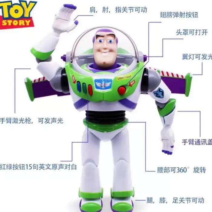 Figurine articulée parlante Buzz Lightyear Disney Toy Story, 33 cm, modèle sonore, collection de bureau, cadeau pour enfant, nouvelle et authentique