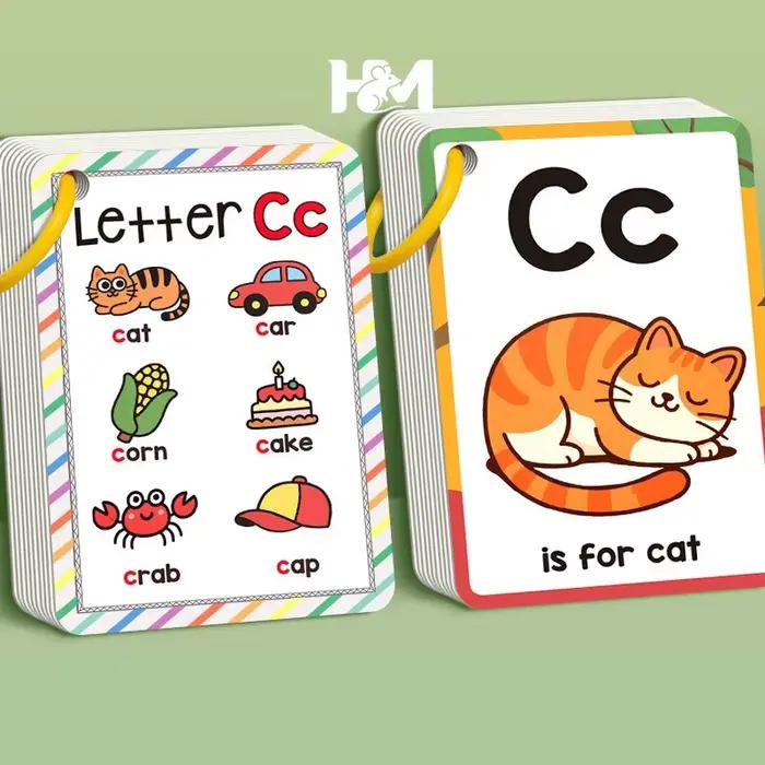 156 cartes d'apprentissage A-Z avec images, 27 cartes de mots anglais, jeux éducatifs cognitifs