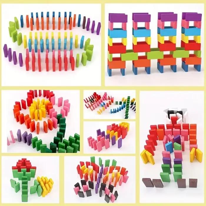 Jeu de dominos 120 pièces - Blocs de construction et d'empilage multicolores