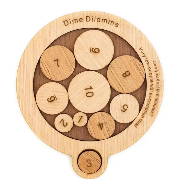 Puzzle 3D Penny Baffling en bois multicolore pour adultes et enfants défi logique casse-tête jouets éducatifs occasions spéciales