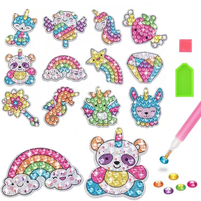 12 créer une grande gemme diamant peinture autocollant Kit Art artisanat filles garçons licorne Animal Sealife magique
