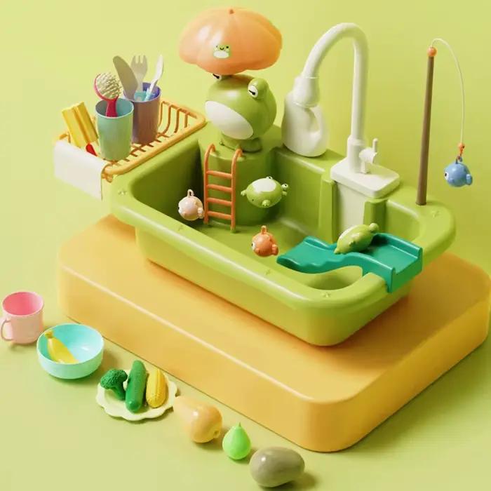 Jouet d'évier de cuisine électrique pour enfants avec eau courante