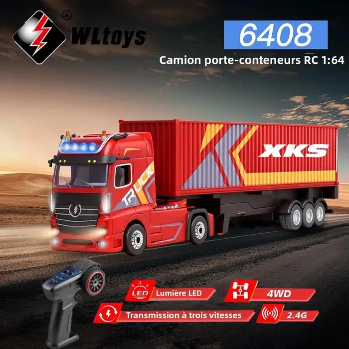 WLtoys 6408 1/64 Camion Tracteur RC en Alliage avec Lumières